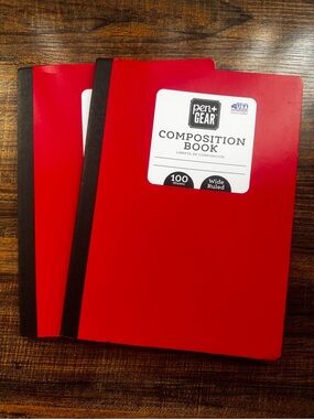 Pen +Gear New Red NComposition Notebook (Lot of 2)Wide Ruled 100 Sheets USA Made